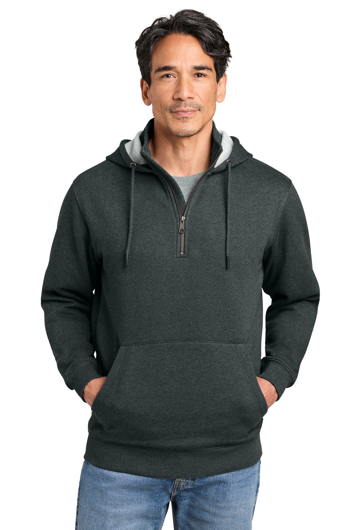 CornerStone® Tough Fleece 1/4-Zip Hoodie - Charcoal Heather