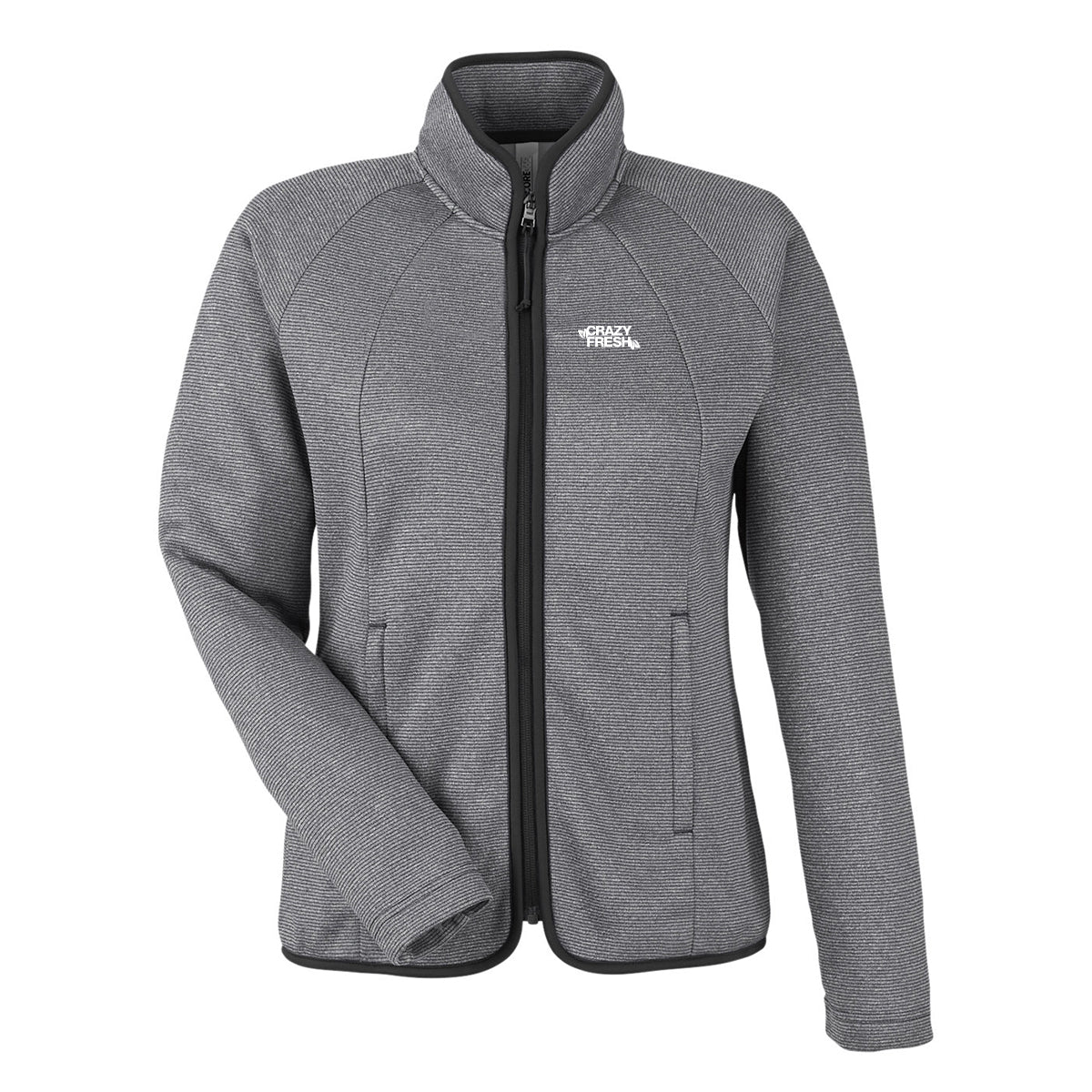CORE365 Ladies' Venture Heathered Stripe Full-Zip - Black/White