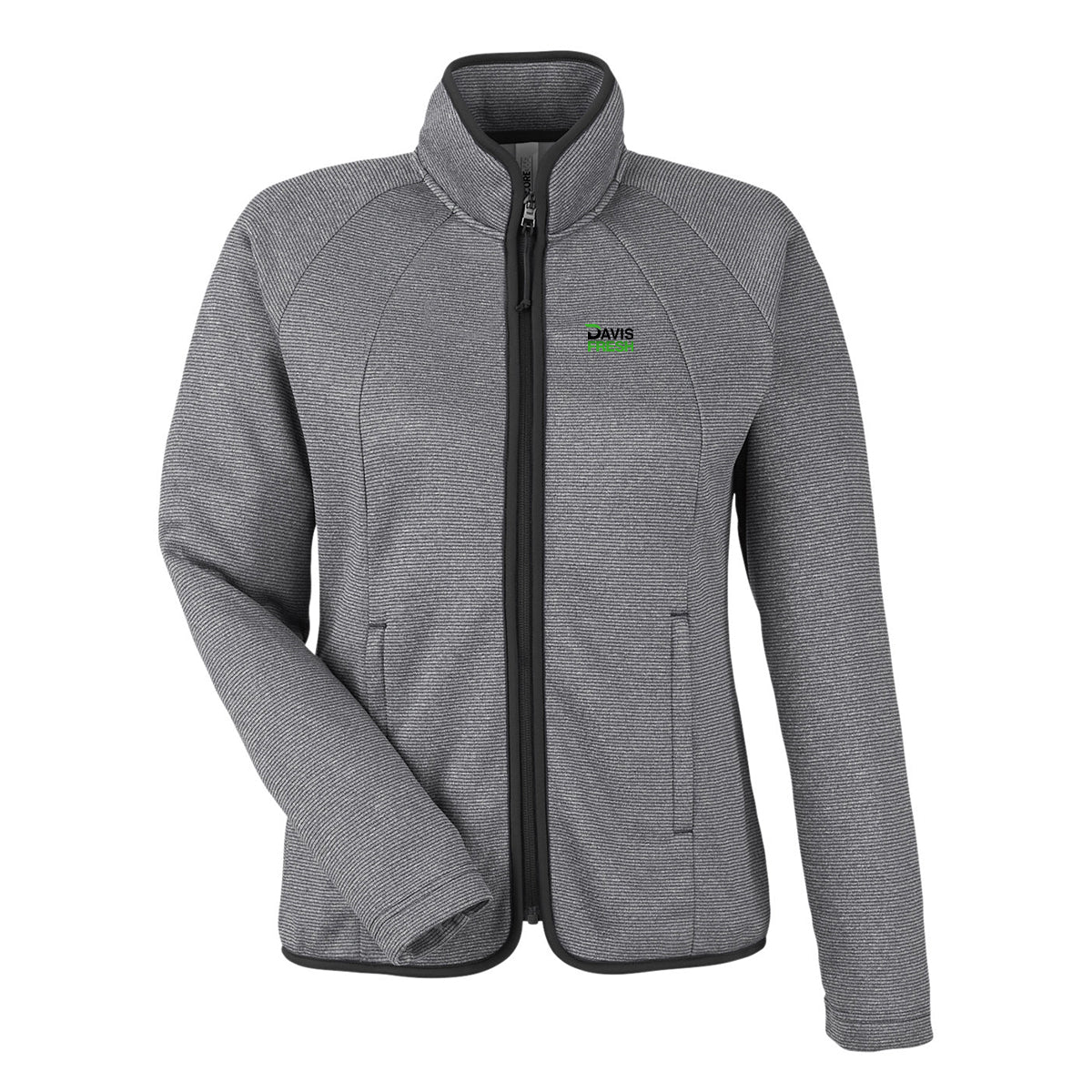 CORE365 Ladies' Venture Heathered Stripe Full-Zip - Black/White