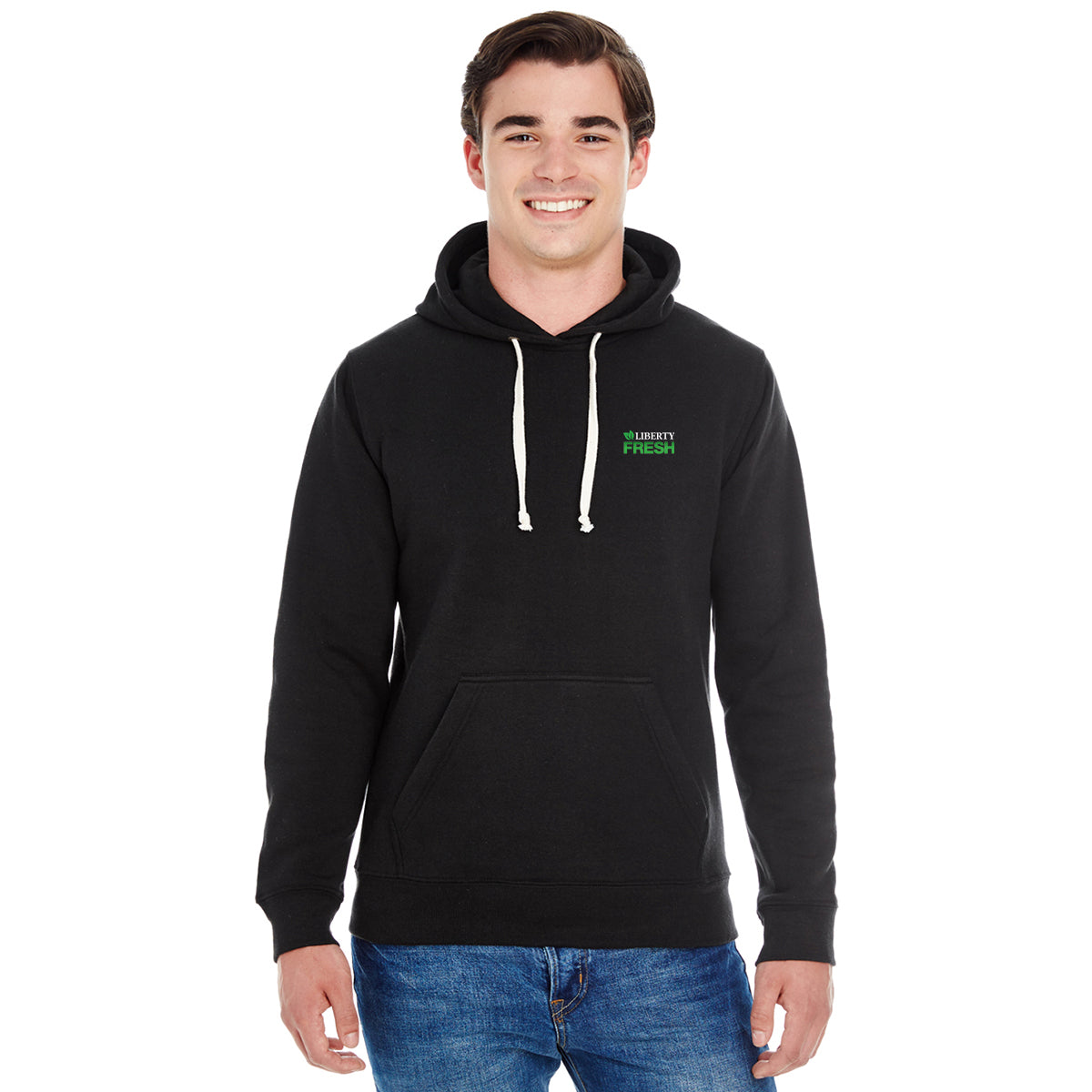 J America® Tri-Blend Hooded Pullover Sweatshirt - Black