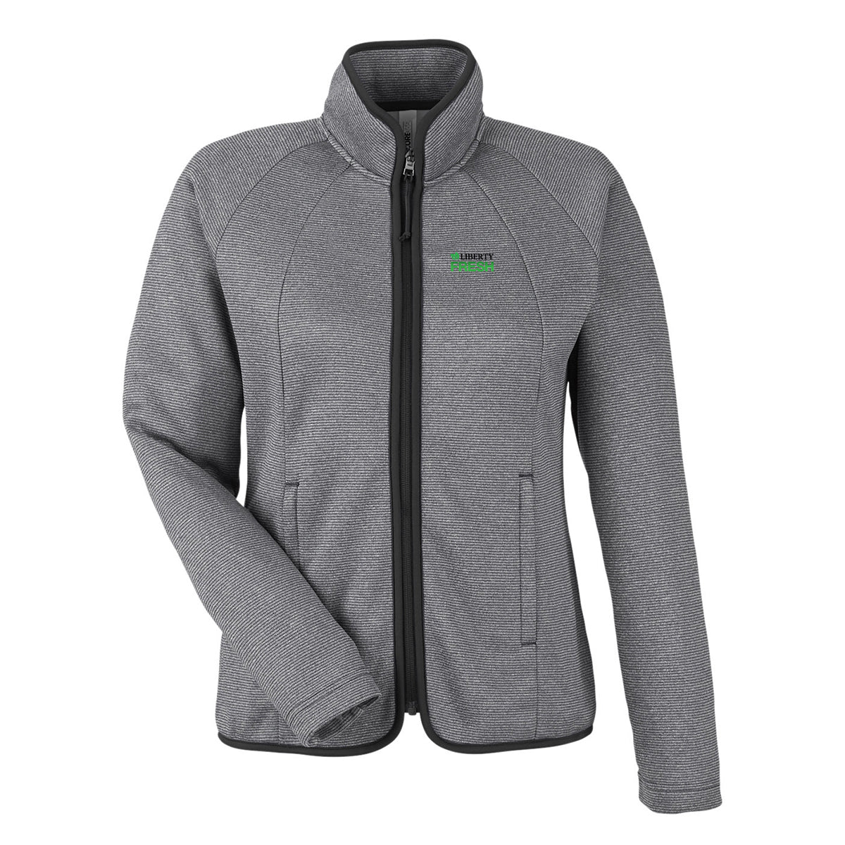 CORE365 Ladies' Venture Heathered Stripe Full-Zip - Black/White