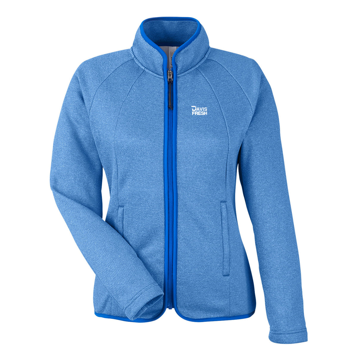 CORE365 Ladies' Venture Heathered Stripe Full-Zip - True Royal/White