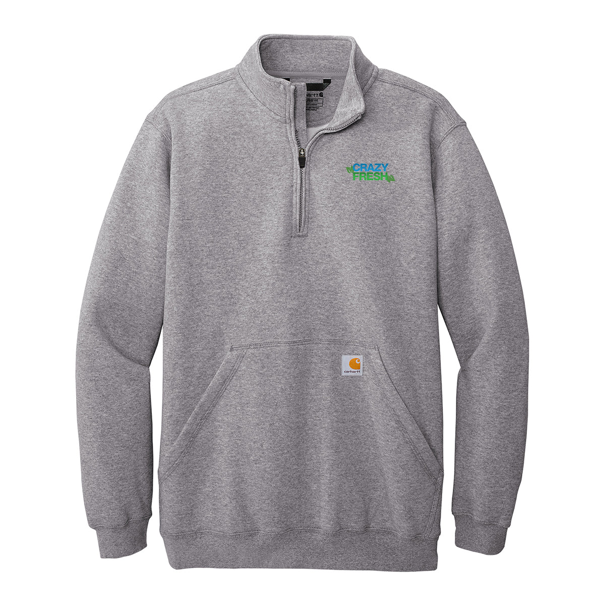Carhartt® Midweight ¼ Zip Mock Neck Sweatshirt - Heather Grey
