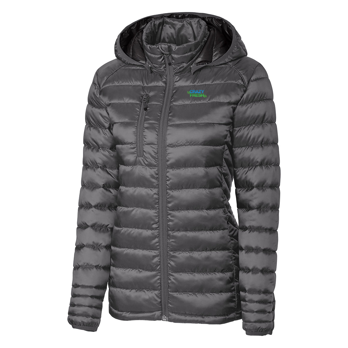 Hudson Insulated Womens Full-Zip Puffer Jacket - Grey