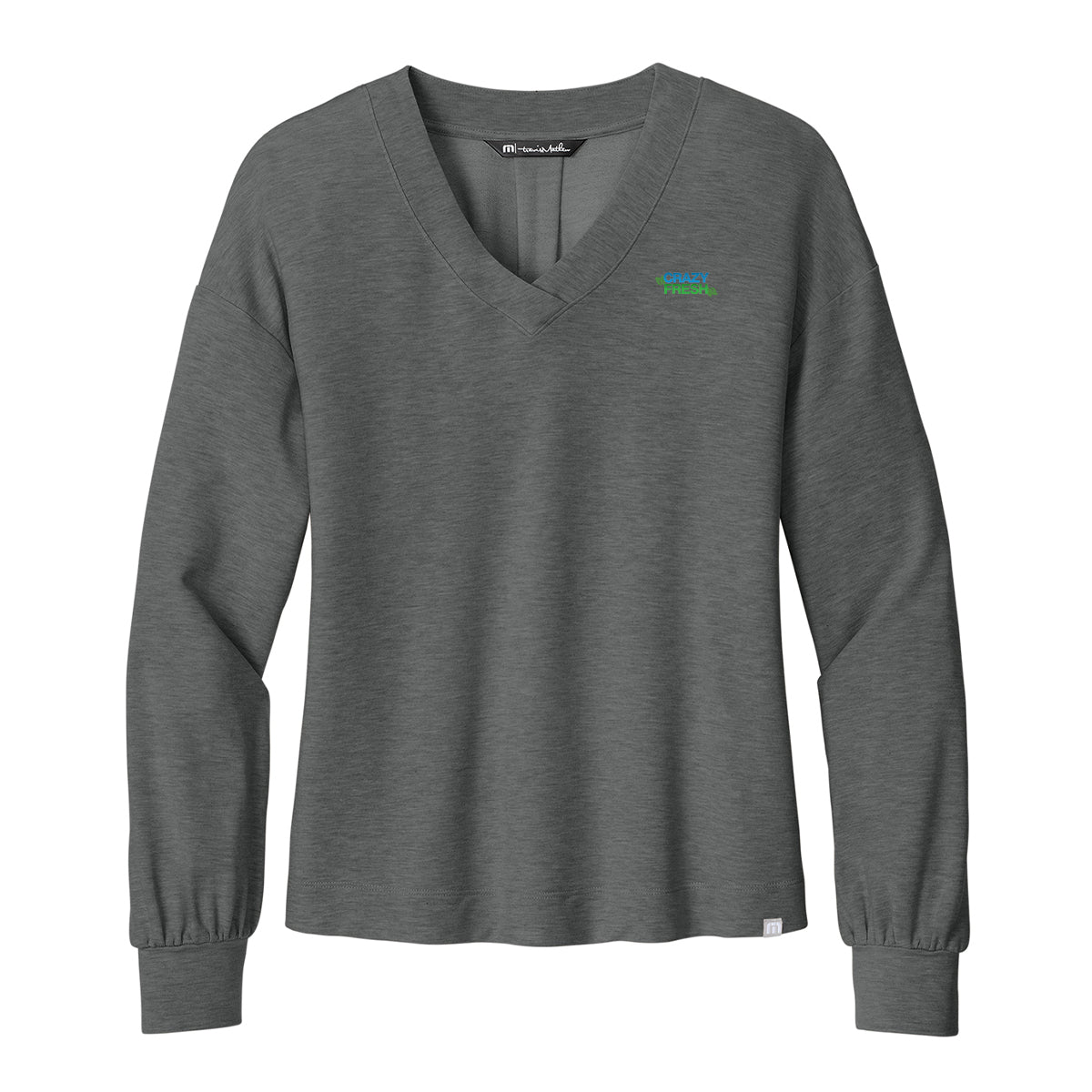 TravisMathew Women’s Long Weekend V-Neck - Dark Grey Heather