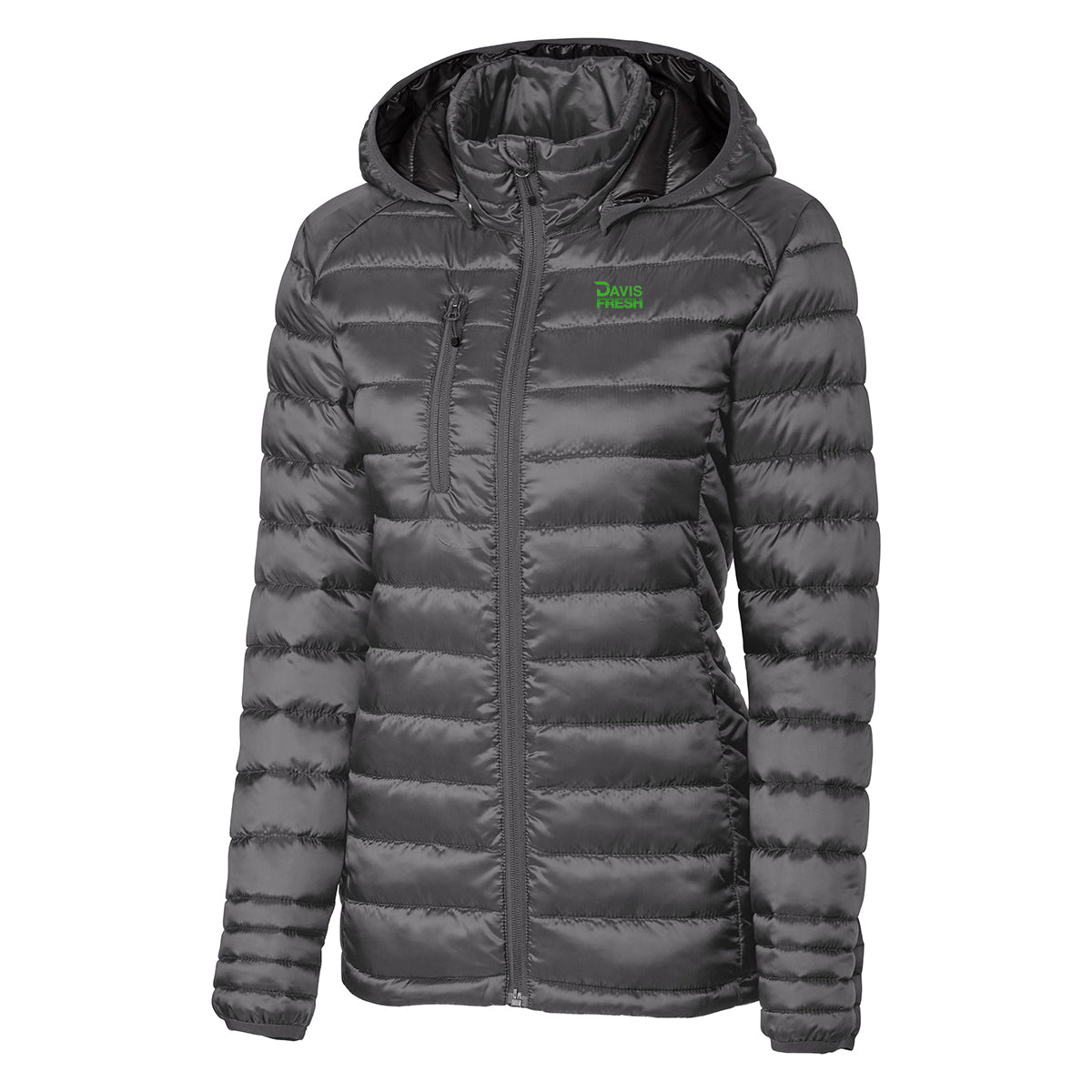 Hudson Insulated Womens Full-Zip Puffer Jacket - Grey