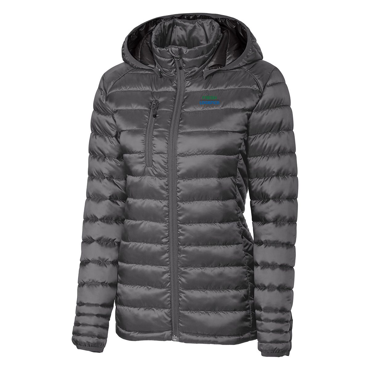 Hudson Insulated Womens Full-Zip Puffer Jacket - Grey