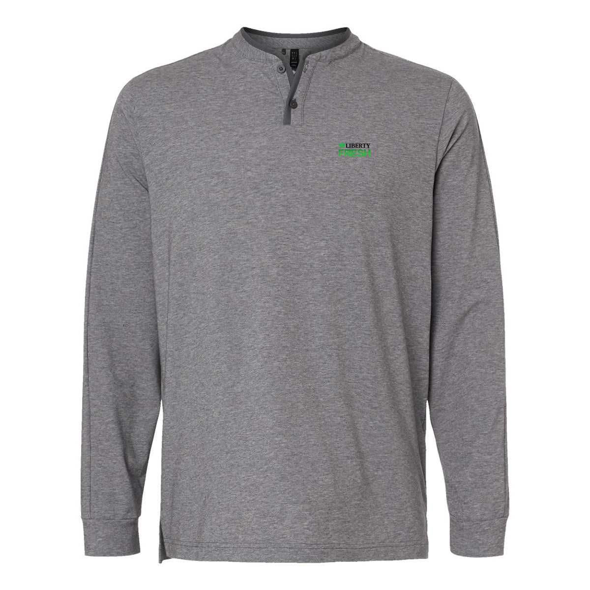 Adidas® Henley Long Sleeve Tee - Grey Five Melange