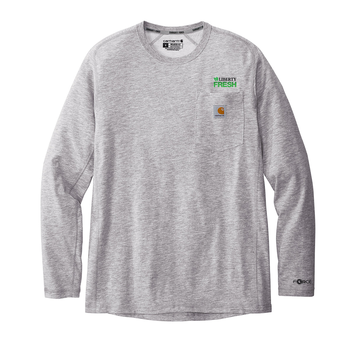 Carhartt Force Long Sleeve Pocket T-Shirt - Heather Grey