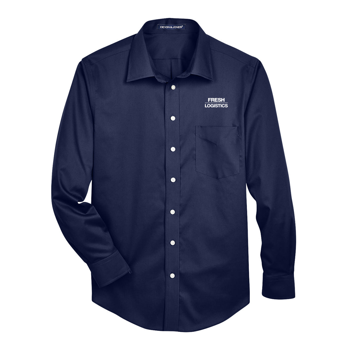 Devon & Jones Solid Stretch Twill Woven Shirt - Navy