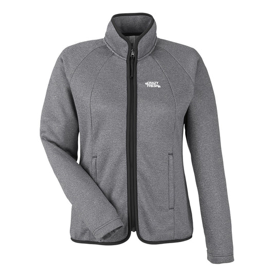 CORE365 Ladies' Venture Heathered Stripe Full-Zip - Black/White