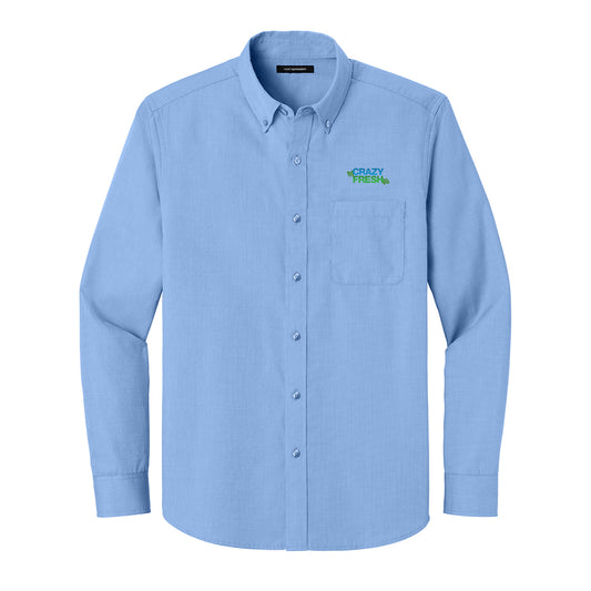 Port Authority® Long Sleeve Nailhead Easy Care Shirt - Swiss Blue