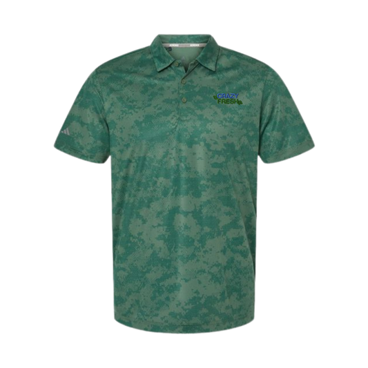 Adidas Men's All Over Camo Print Polo - Green Oxide