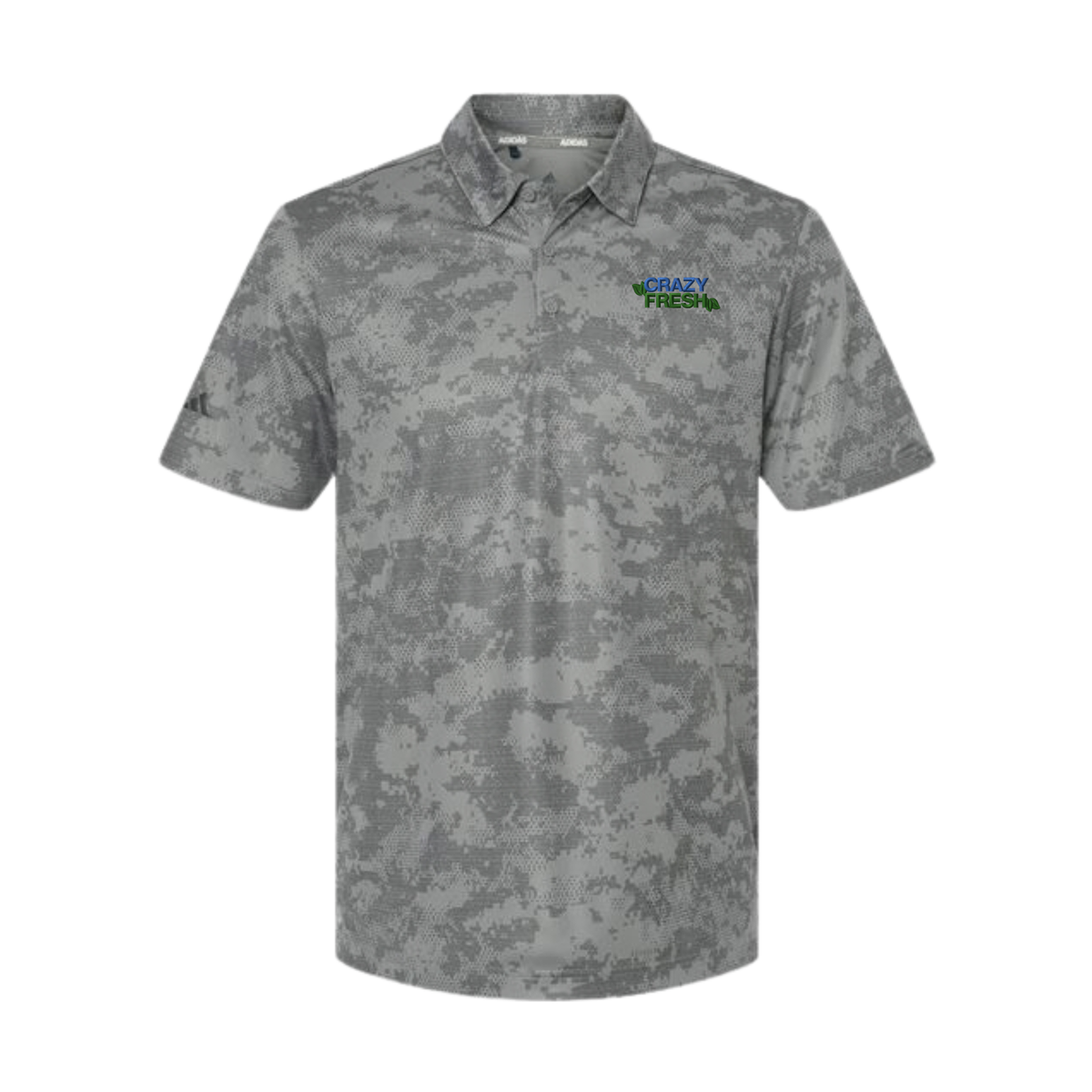 Adidas Men's All Over Camo Print Polo - Grey Three
