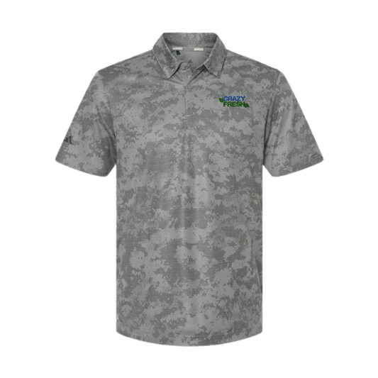 Adidas Men's All Over Camo Print Polo - Grey Three