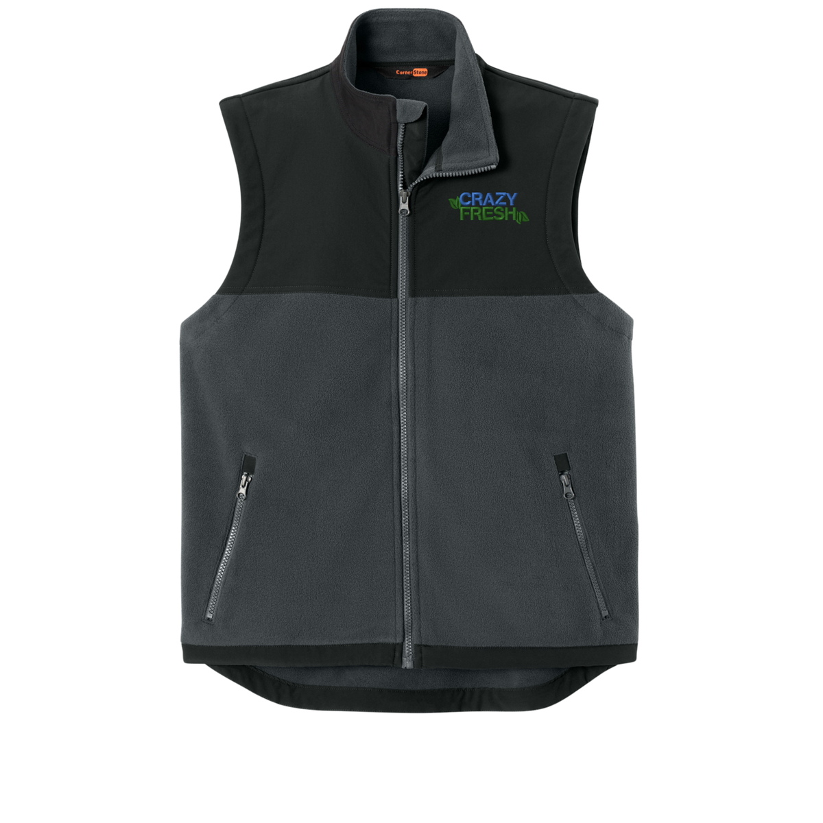 CornerStone® Fleece Overlay Vest - Charcoal/Black