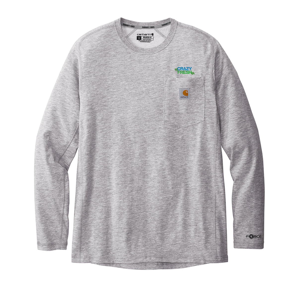 Carhartt Force Long Sleeve Pocket T-Shirt - Heather Grey