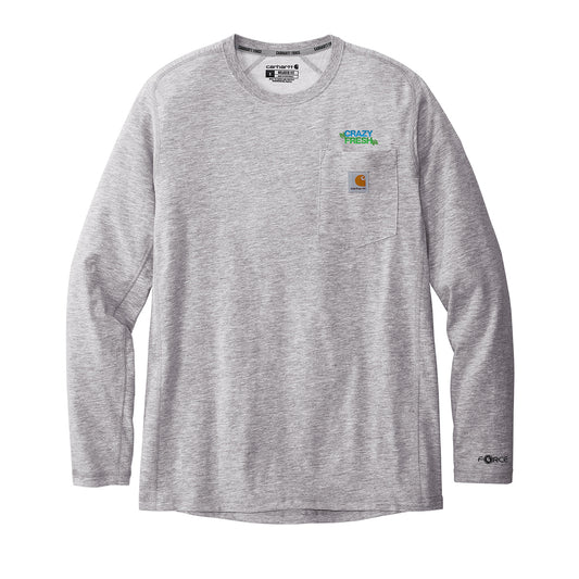 Carhartt Force Long Sleeve Pocket T-Shirt - Heather Grey