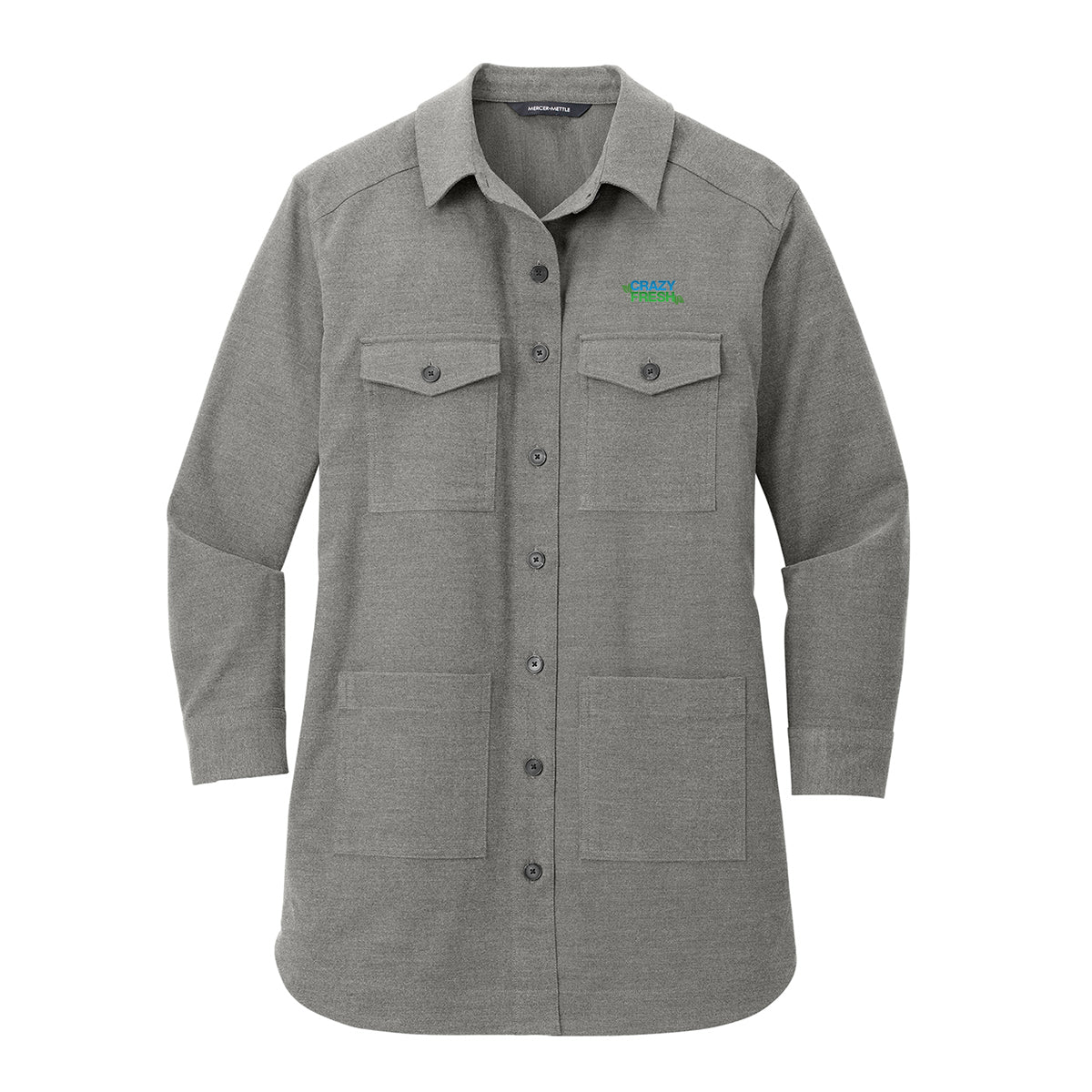 Mercer+Mettle® Women’s Long Sleeve Twill Overshirt - Light Anchor Grey