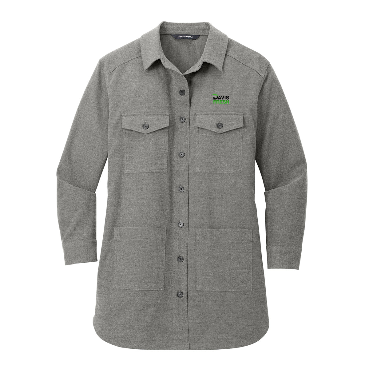 Mercer+Mettle® Women’s Long Sleeve Twill Overshirt - Light Anchor Grey