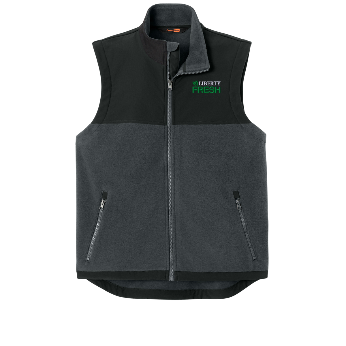 CornerStone® Fleece Overlay Vest - Charcoal/Black
