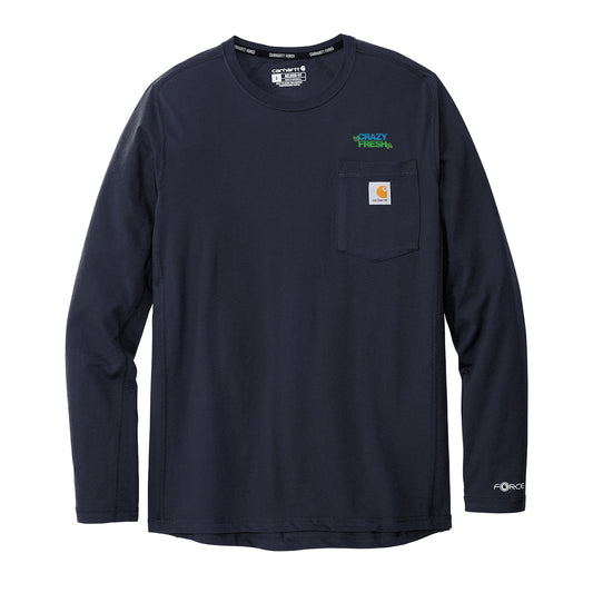 Carhartt Force Long Sleeve Pocket T-Shirt - Navy