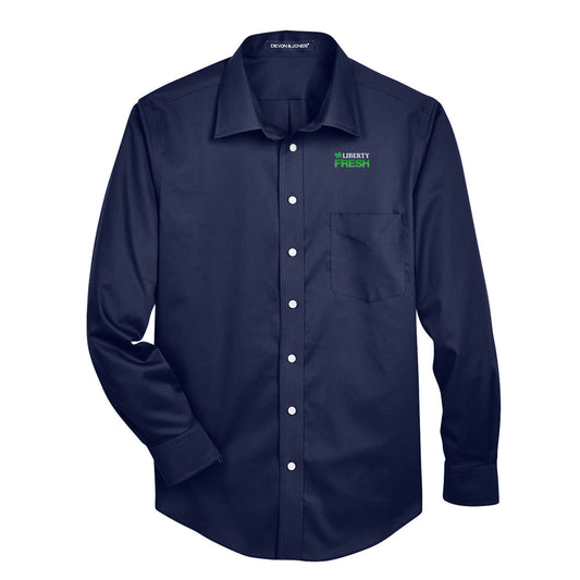 Devon & Jones Solid Stretch Twill Woven Shirt - Navy