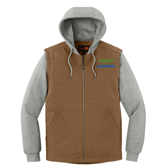 CornerStone® Duck Fleece Full-Zip Hooded Jacket - Duck Brown/Heather Grey