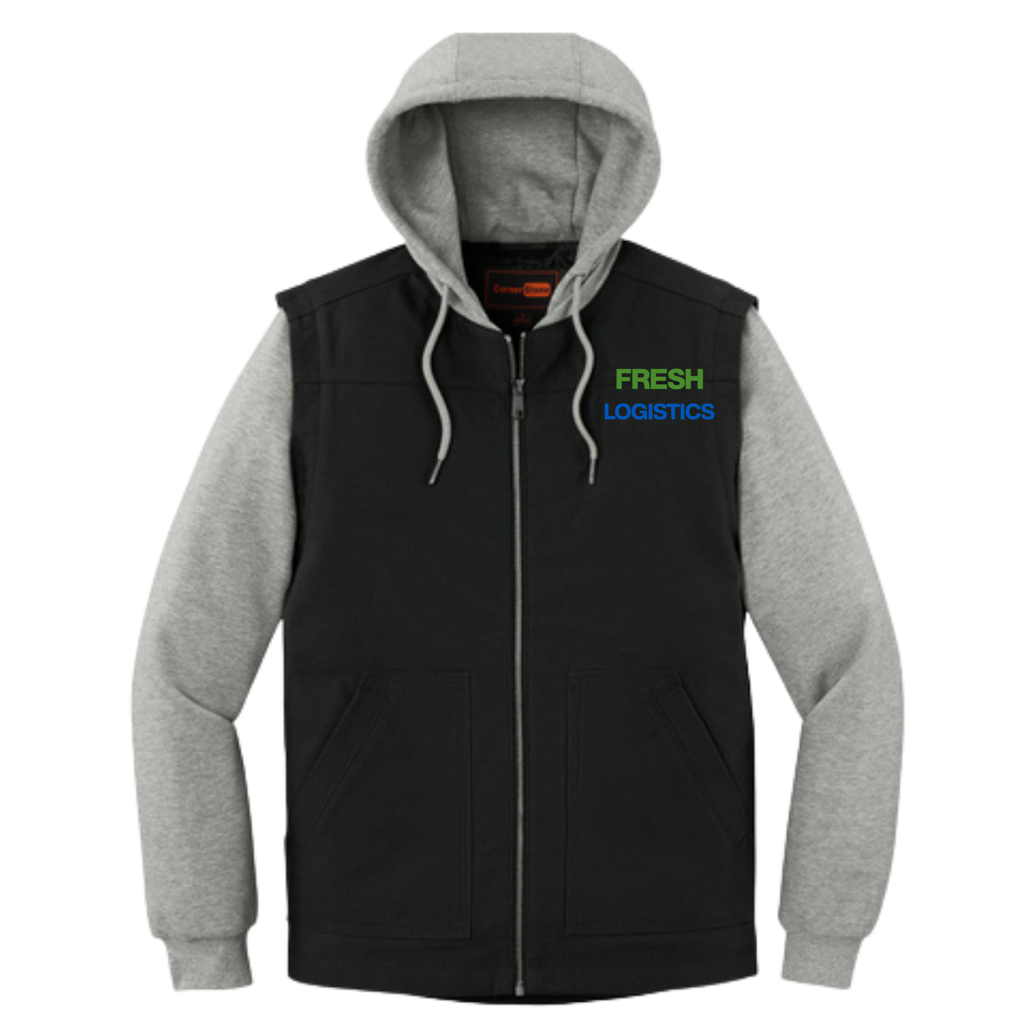 CornerStone® Duck Fleece Full-Zip Hooded Jacket - Black/Heather Grey