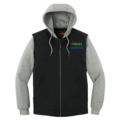 CornerStone® Duck Fleece Full-Zip Hooded Jacket - Black/Heather Grey