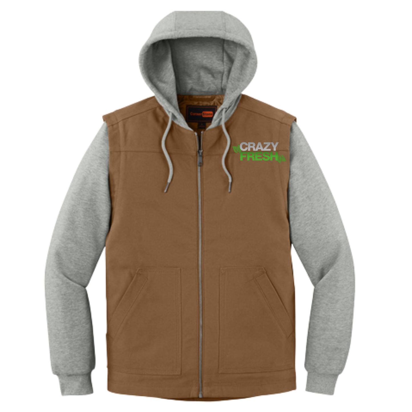 CornerStone® Duck Fleece Full-Zip Hooded Jacket - Duck Brown/Heather Grey