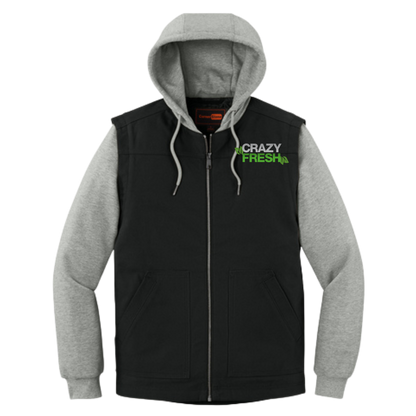 CornerStone® Duck Fleece Full-Zip Hooded Jacket - Black/Heather Grey