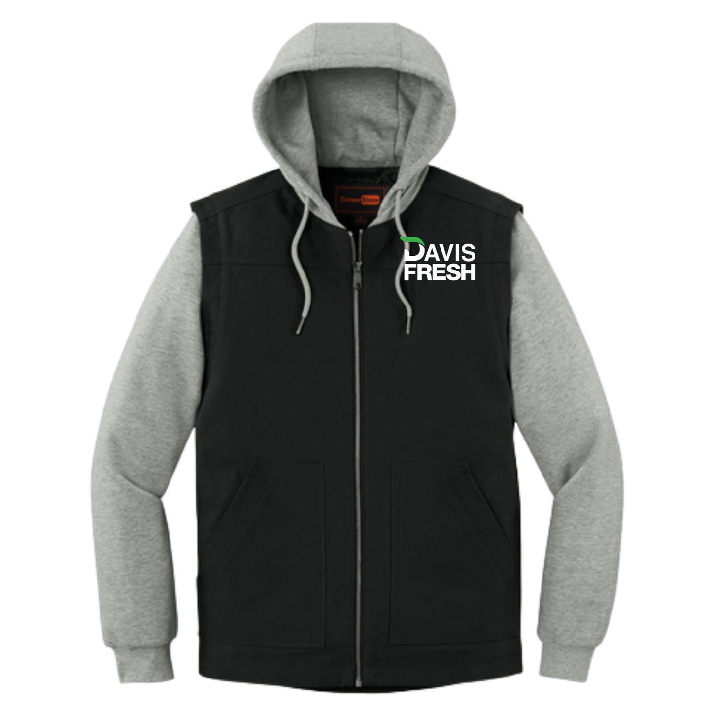 CornerStone® Duck Fleece Full-Zip Hooded Jacket - Black/Heather Grey