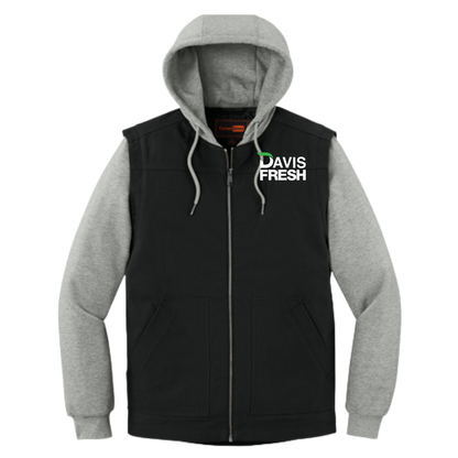 CornerStone® Duck Fleece Full-Zip Hooded Jacket - Black/Heather Grey