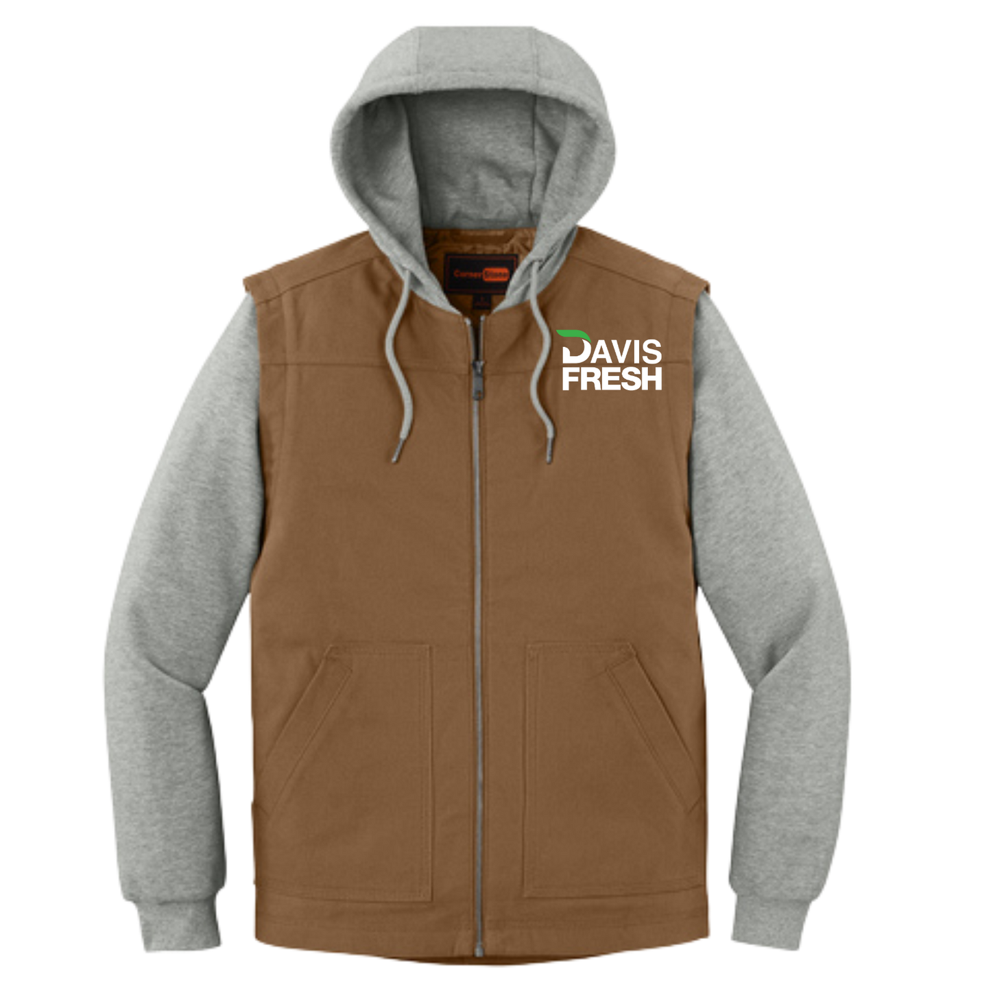 CornerStone® Duck Fleece Full-Zip Hooded Jacket - Duck Brown/Heather Grey