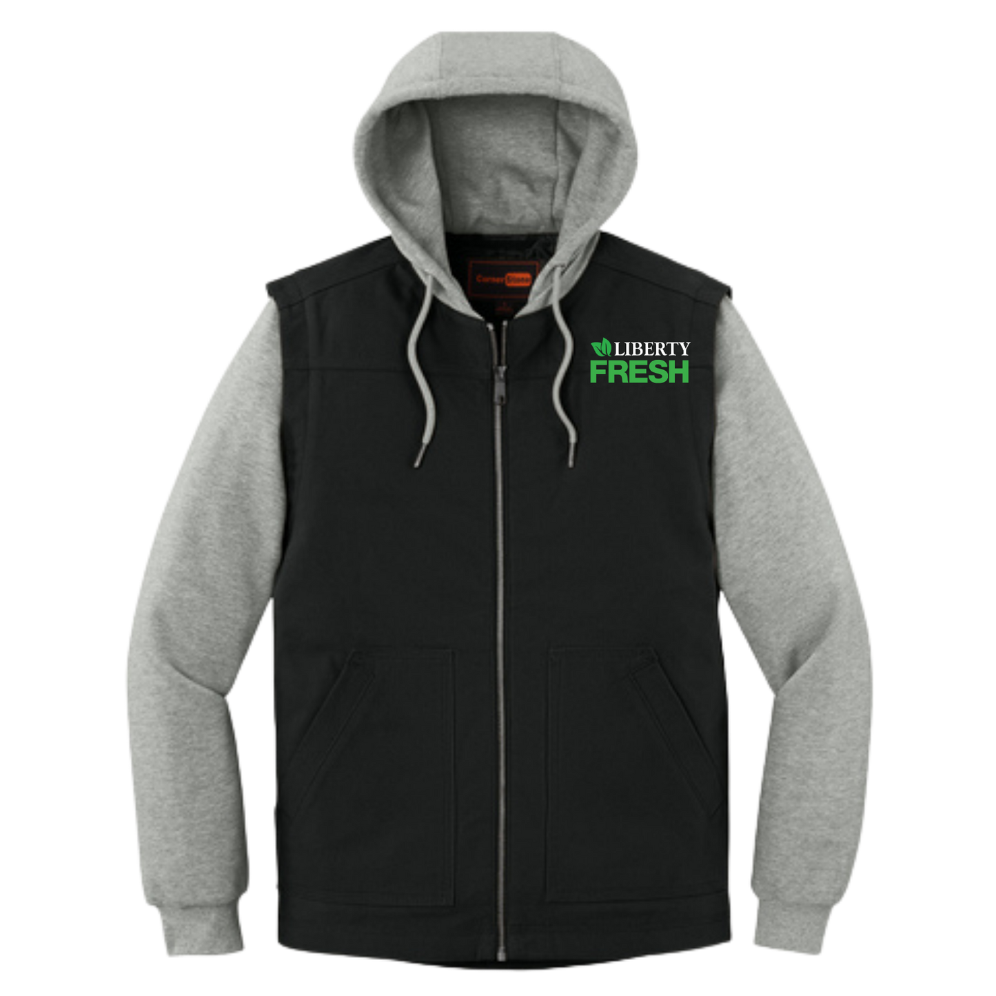 CornerStone® Duck Fleece Full-Zip Hooded Jacket - Black/Heather Grey