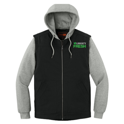 CornerStone® Duck Fleece Full-Zip Hooded Jacket - Black/Heather Grey