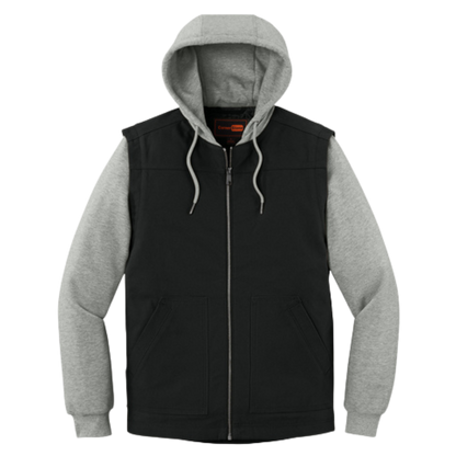 CornerStone® Duck Fleece Full-Zip Hooded Jacket - Black/Heather Grey