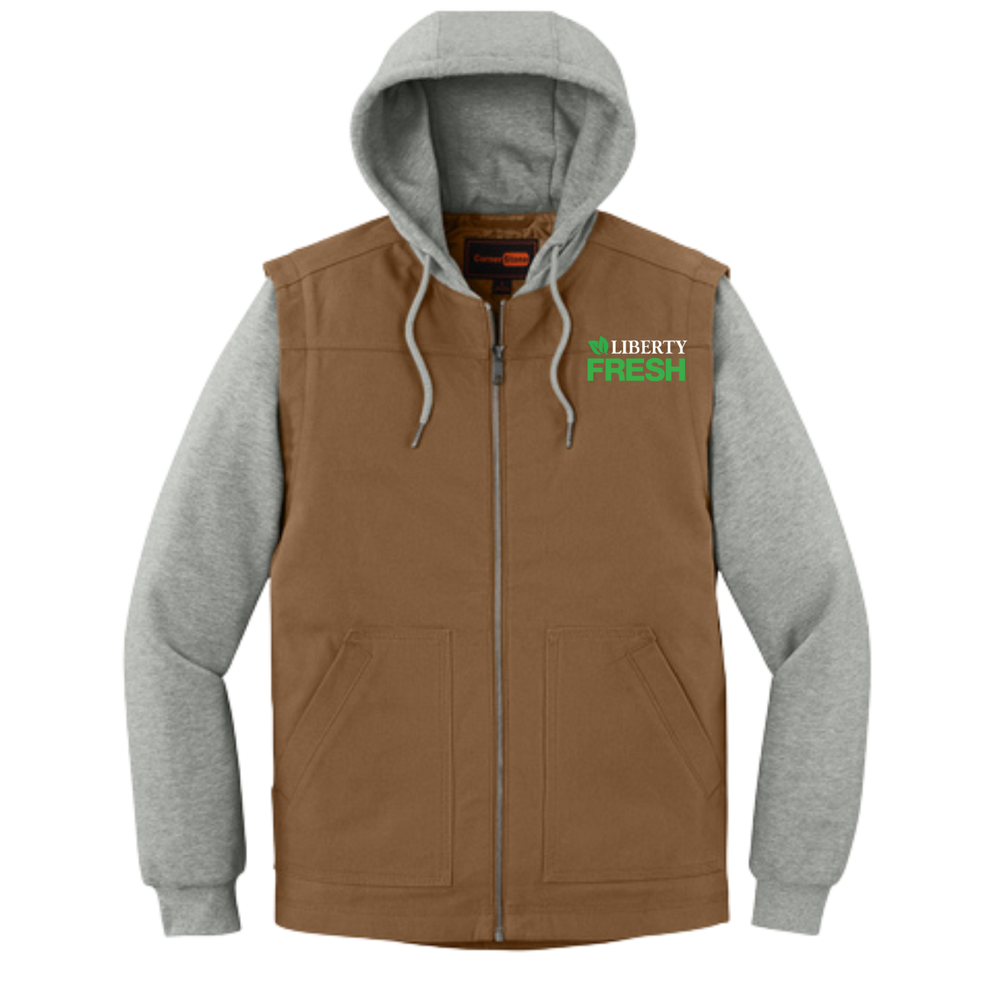 CornerStone® Duck Fleece Full-Zip Hooded Jacket - Duck Brown/Heather Grey