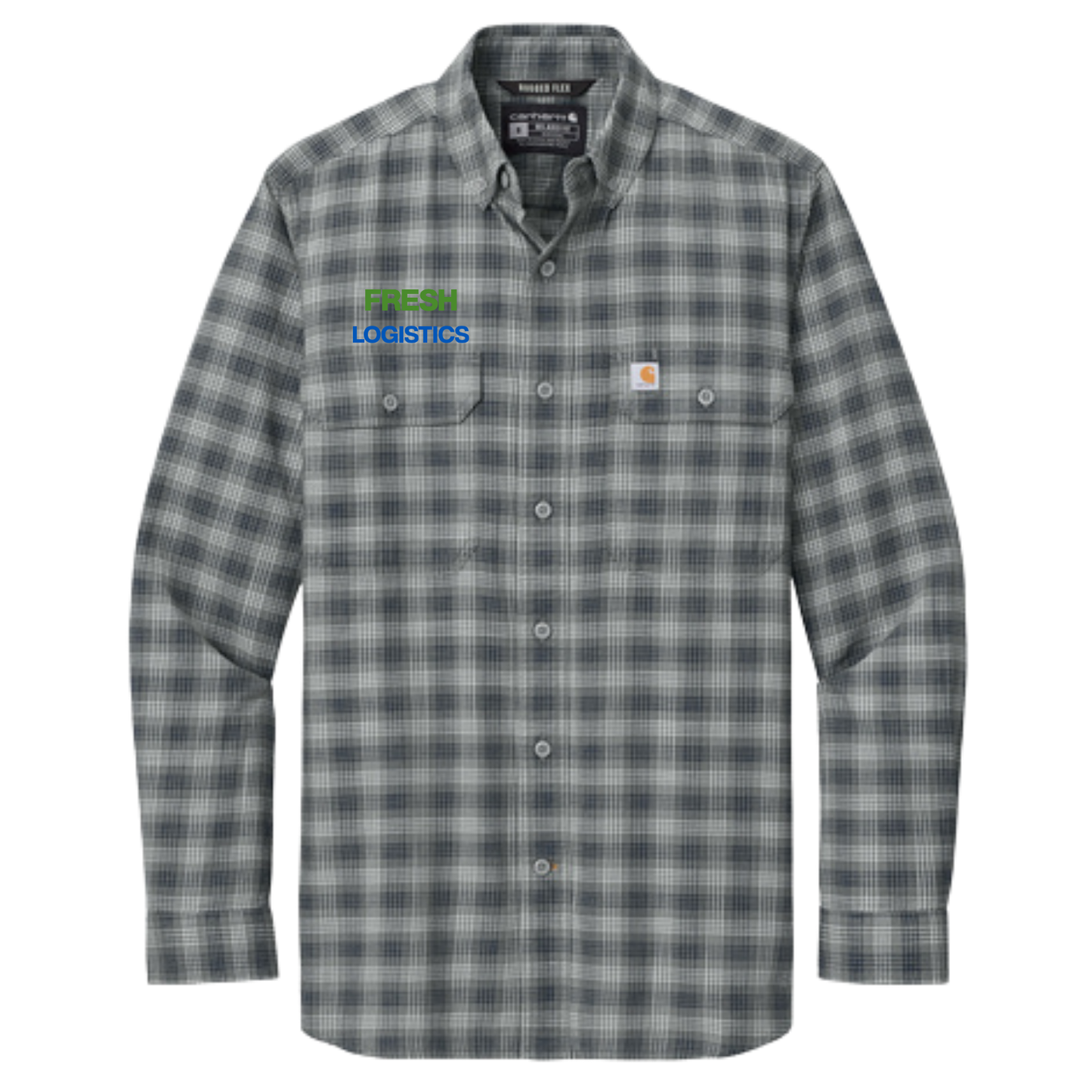 Carhartt® Rugged Flex® Plaid Long Sleeve Shirt - Plaid Steel Navy