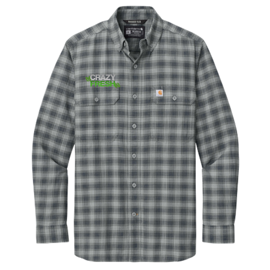 Carhartt® Rugged Flex® Plaid Long Sleeve Shirt - Plaid Steel Navy