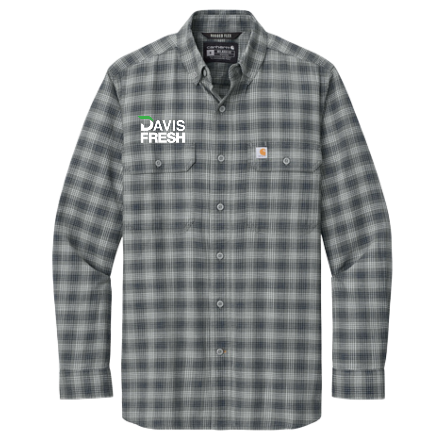 Carhartt® Rugged Flex® Plaid Long Sleeve Shirt - Plaid Steel Navy