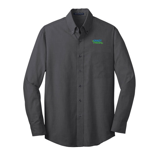 TALL Port Authority® Tall Crosshatch Easy Care Shirt - Soft Black