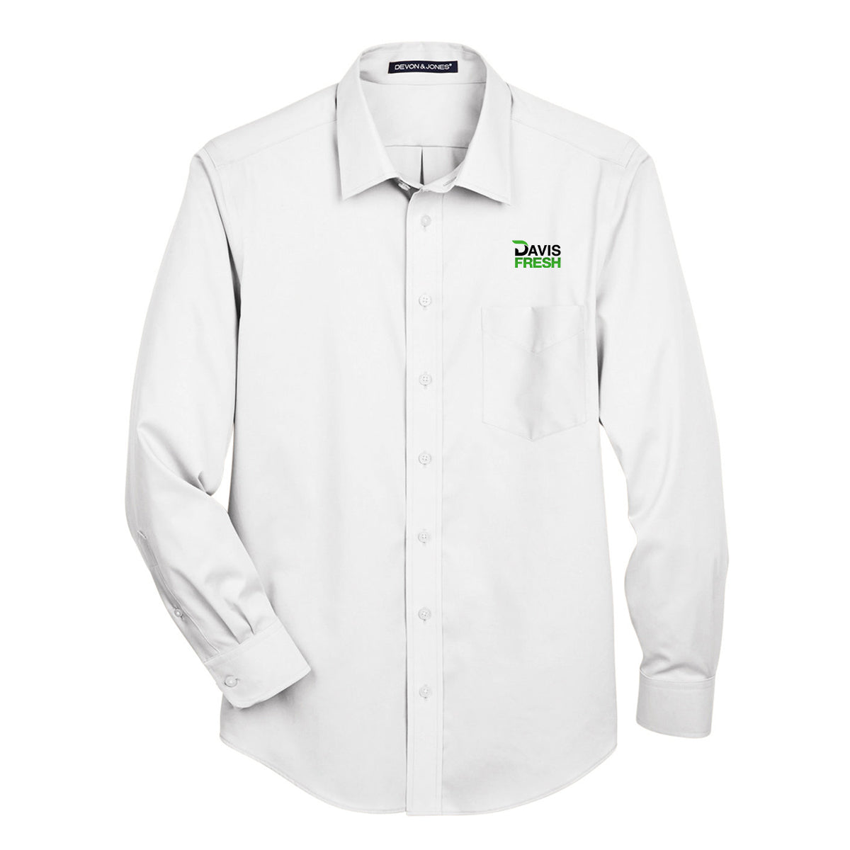 Devon & Jones Solid Stretch Twill Woven Shirt - White